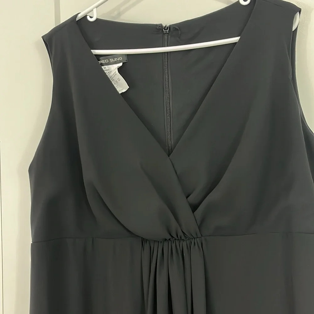 Alfred Sung Size 20 Black V-Neck Sleeveless Maxi Formal Dress - Picture 5 of 12